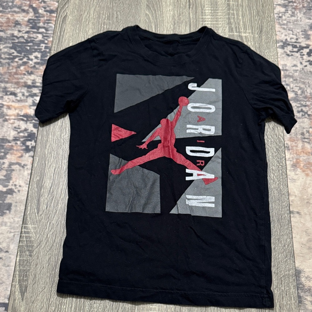 Jordan Men's Black and Red Graphic Tee